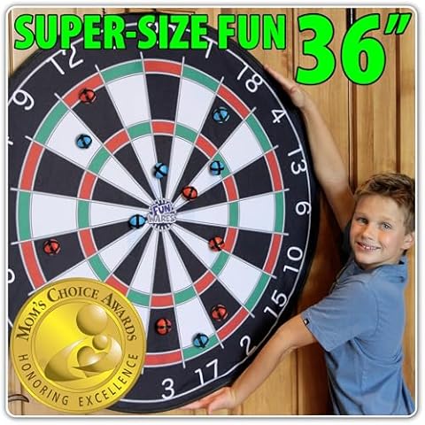 Funwares 36" Giant Dart Board for Adults and Kids, 25% Larger Than The Competition for Ultimate Indoor Fun and Outdoor Fun, Party Game for Families, Games for Kids 8-12, and Dart Game for Adults Cover