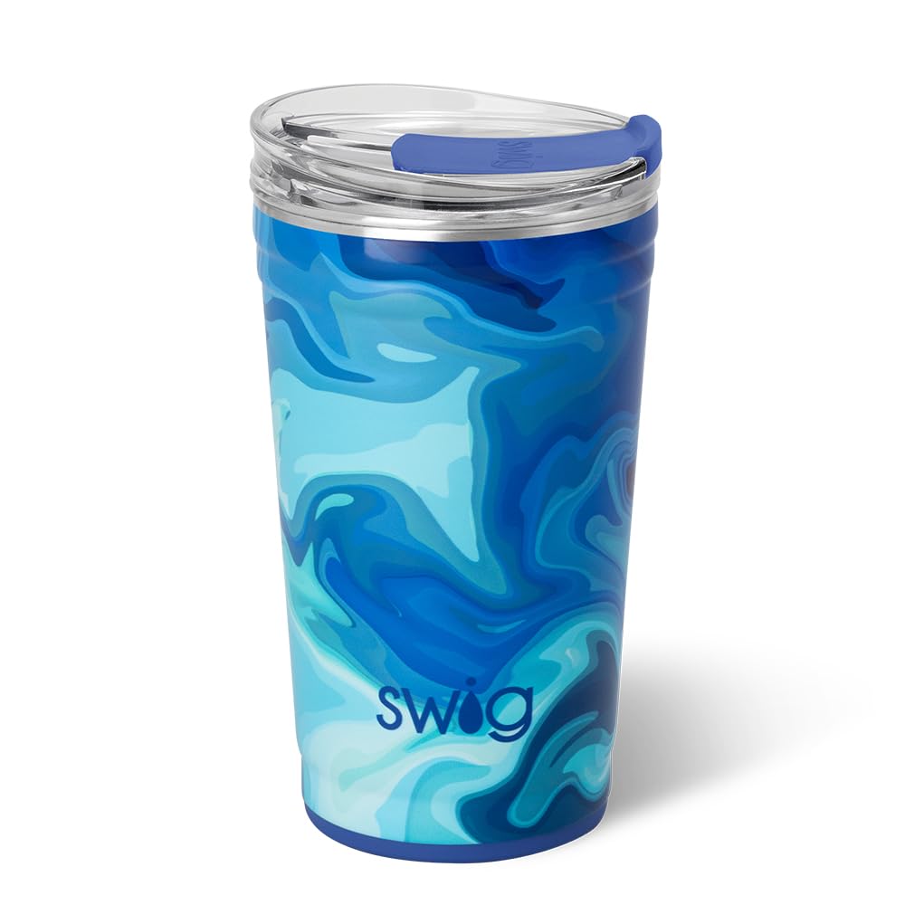 Swig Life 24oz Party Cup, Stackable Insulated Travel Coffee Tumbler with EZ Slider Lid, Cup Holder Friendly, Stainless Steel 24 oz Tumbler, Reusable