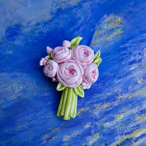 Imán decorativo de flores rosas de cerámica 3D miniatura 6