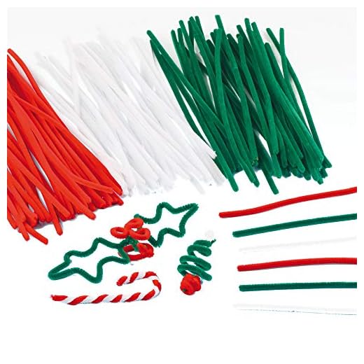 Baker Ross Fils chenille de Noël (Paquet de 100) Loisir créatif pour enfants et adultes