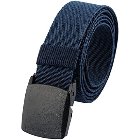 KYEYGWO Unisex Elastic Web Belts, Outdoor Adjustable Stretch Webbing Nylon Belt with Plastic Buckle, Navy Cover