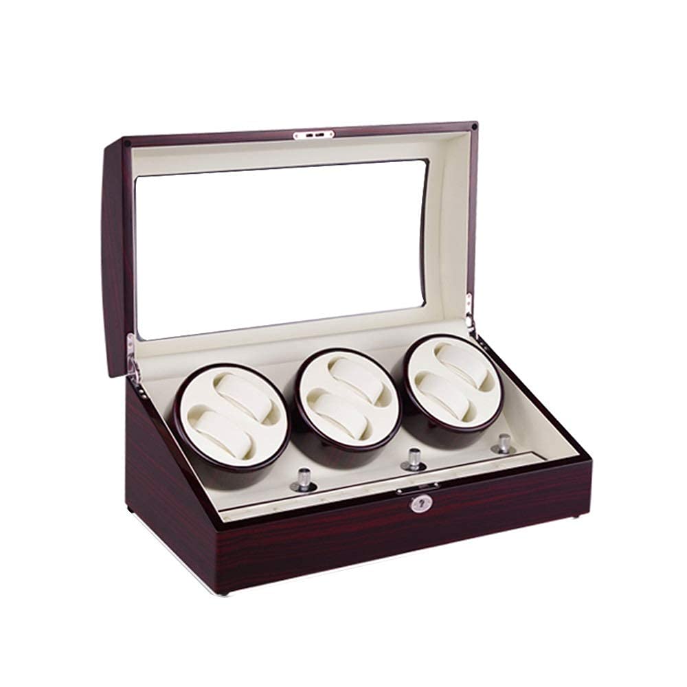 QUSYZD Watch Watch Winder Box for 6 Watches + 7 Storage, 4 Rotation Modes, Wood Shell Piano Paint Exterior, Quiet Motors,A