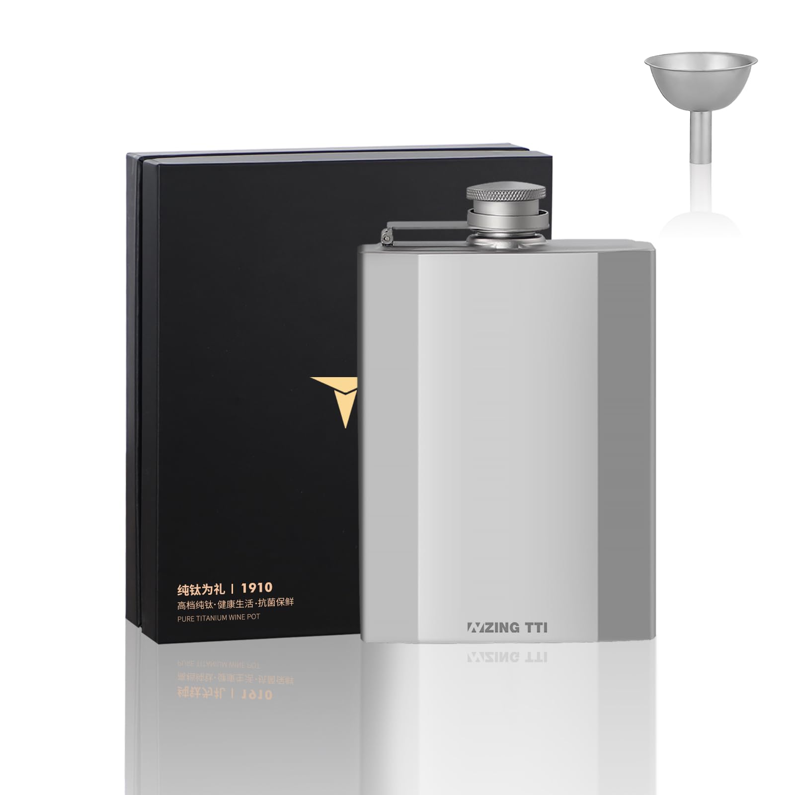Titanium Hip Flask,Ultra-Light Outdoor Camping Flat Liquor Flask，Seal Alcohol,Whiskey Wine Flagon，Gift Box Packaging, Suitable for Daily Use, Outdoor Travel. (500ML)