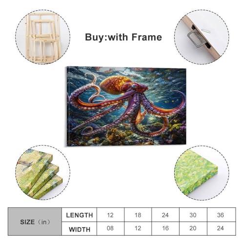 Octopus Murale Décoration Tableau Toile Durable sans Reflet - 2