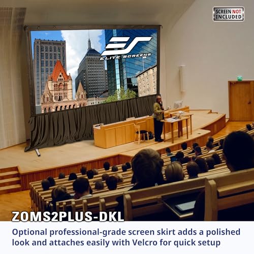 Image of Elite Screens Projector Projection Screen Bottom Drape Skirt Accessory Uniquely Designed for Yard Master 2 Plus Projection Screens Series 250″-300″ Models - Black Skirt, ZOMS2PLUS-DKL