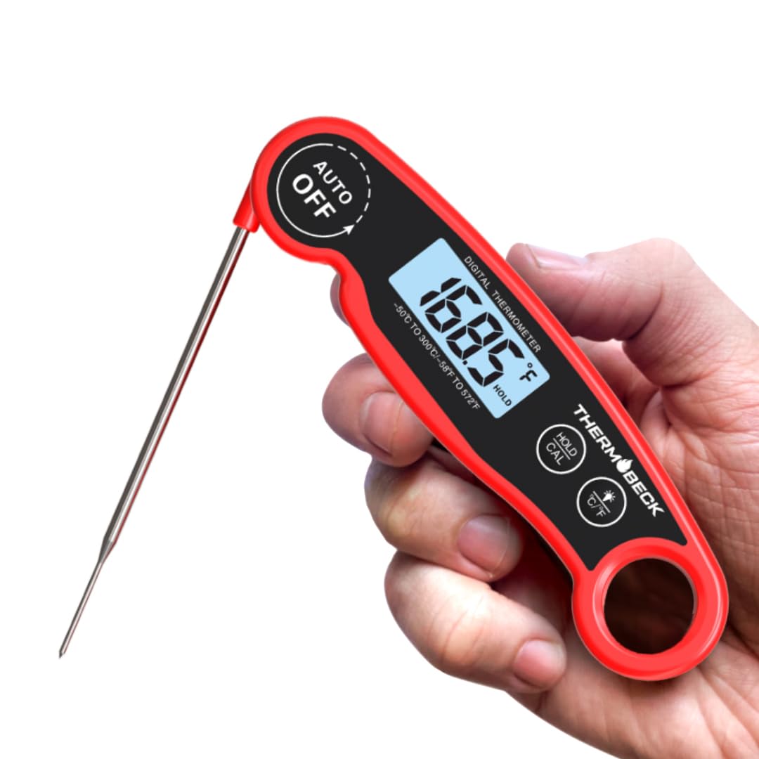 Instant Read Meat Thermometer, Cooking Food Thermometer for Grill, BBQ, Fry, Candy, Backlight & Calibration, 100% Waterproof, Motion-Sensing Auto On/Off, Birthday Mens Gifts