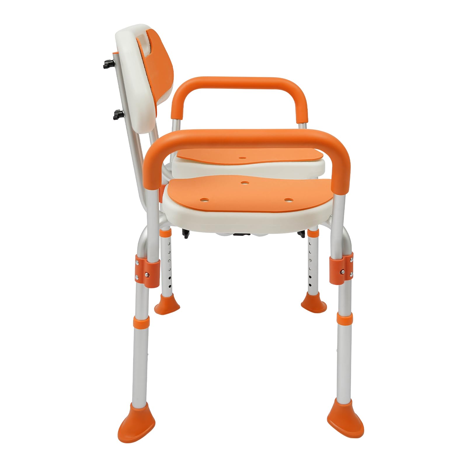 Silla de ducha, asiento de ducha con respaldo, reposabrazos, 6 niveles de altura ajustable, silla de baño para personas mayores, embarazadas, discapacitados, 125 kg