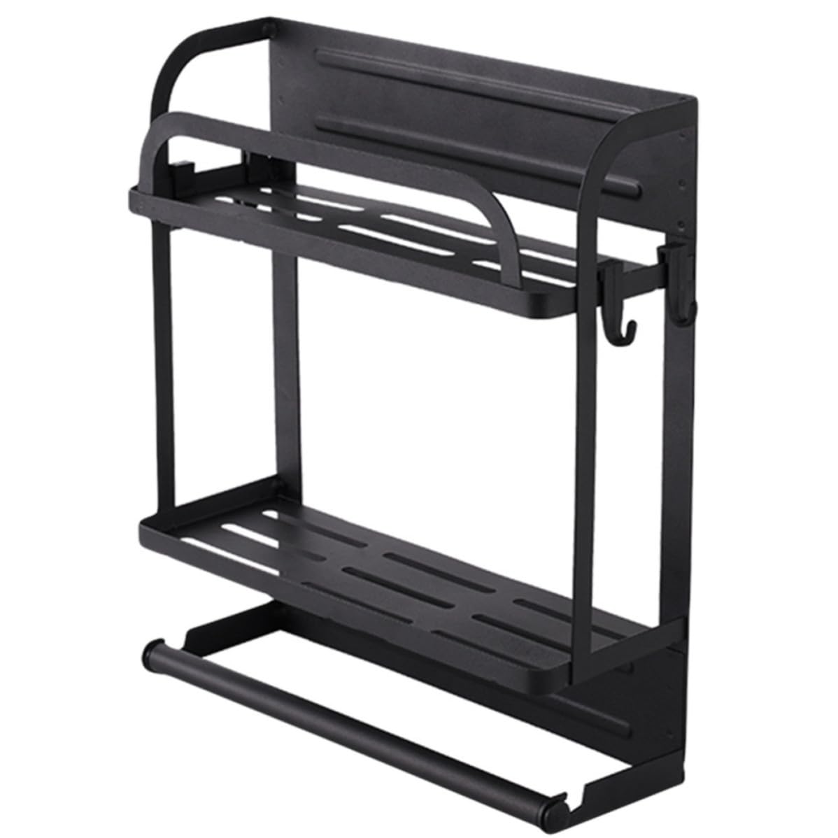 Portarotolo Magnetico Doppio in Metallo Nero con 4 Ganci