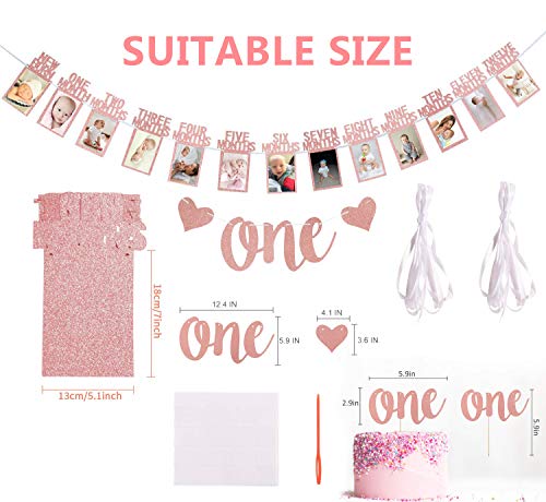 Décorations 1er Anniversaire Bébé Garçon Première Party Kit De Thème Or Bleu, 1-12 Mois Bannière De Photo Couronne De 1 An - Maison