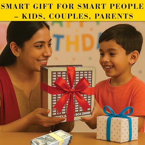 Image of SWAGSTATION Money Saving Box for Kids and Adults | Wooden Money Bank with Lock | Big Size Piggy Bank 2 Lakh Target | 1 Lakh Saving Box with Numbers | Undiyal Hundi Piggy Bank (1 Lac Money Box)