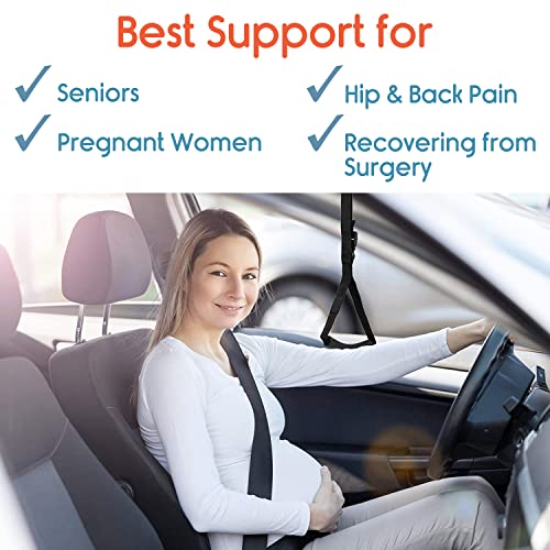 Image of KosmoCare Adjustable Car Assist Support Handle| Standing Aid Safety Handle bar | Vehicle Support Grab Bar | Portable Nylon Grip Handle bar |Car Grab Handle - Black