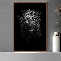 Framed Canvas Wall Art High Contrast Portrait Animals Black and White Contemporary Dogs Duotone Expressive Grey Photography Portrait - 16x24 inches