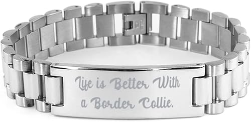Border Collie Dog for Friends, Life is Better with a, Beautiful Border Collie Dog Ladder Bracelet, Engraved Bracelet from Friends