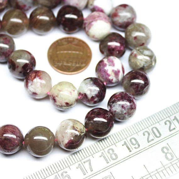Tourmaline naturelle perles rondes lisses 11mm en fil de 40cm pour création