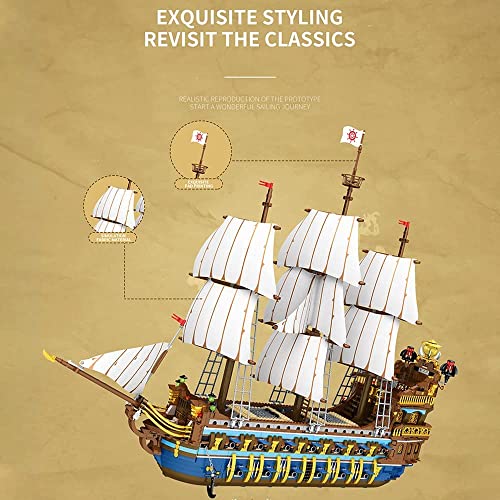 Piratenschiff Technik Bausteine, 66011 Reobrix Schiff Spielzeug Bausatz Modular Buildings, Segelschiff Modellbausatz… – Bild 5