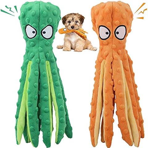 2 Pieces Plush Dog Toys, Squeaky Dog Toys, Durable Dog Chew Toys, No Filler, Cute Octopus Shape, Used to Clean Teeth, for Puppy and Medium Dogs Cover