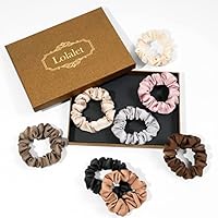 (8 Stück) Lolalet Haargummis Seide Scrunchies für Damen, Premium Satin Haargummis, Weiche Elastische Silk Pferdeschwanzhalter für Damen Frauen Mädchen Haarschmuck 8 Farben -Stil A