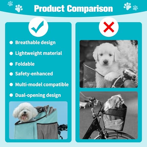 Hundekorb Fahrrad - 3 in 1 Hundekorb Fahrrad Vorne, 32×29×39 cm Faltbare Fahrradtasche für Haustiere, Maximale Tragfähigkeit 5 kg Geeignet für Tiergeschäfte, Baden, Picknicks, Krankenhäuser