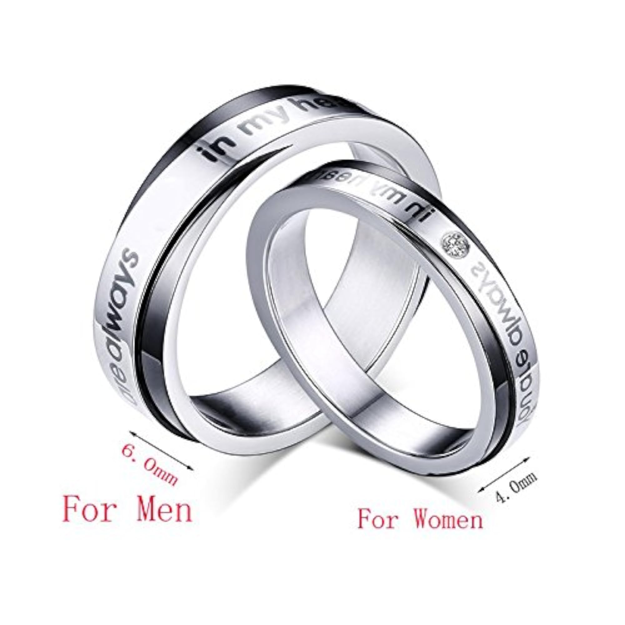 Love Birds Crystal Couple Rings - 316L Stainless Steel