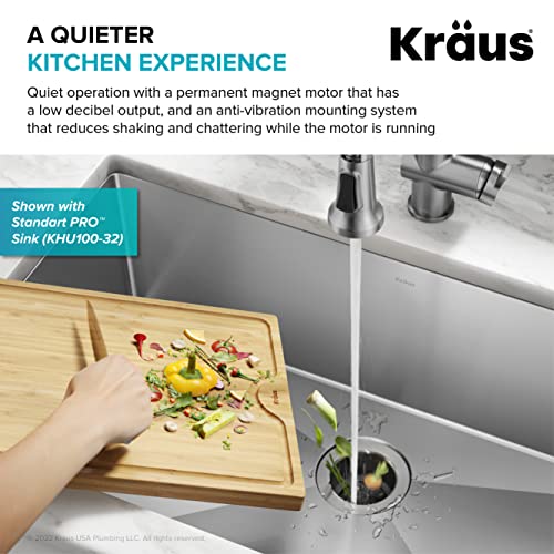 KRAUS WasteGuard 1/2 HP Continuous Feed Ultra-Quiet Motor Garbage Disposal with Quick Connect Mount, Power Cord and Flange Included, KWD110-50MBL thumbnail 8
