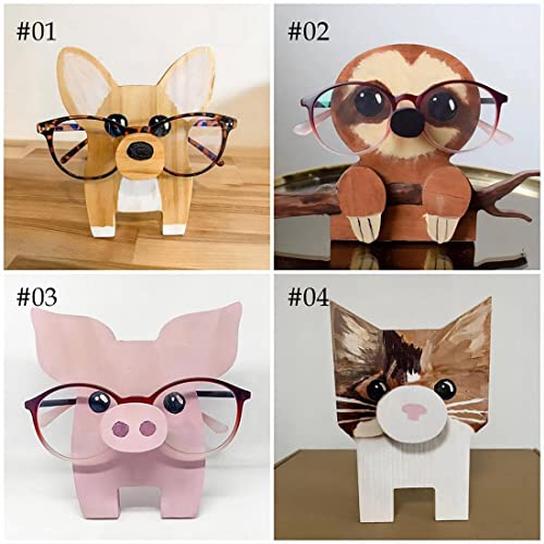 Wood Creative Eyeglass Holder Cute Pet Glasses Stand Holder, Wooden Animal Spectacle Eyeglass , Cute Animal Handmade Sunglasses Display Rack for Home, Office, Desk, Nightstand (new yorkshire terrier)
