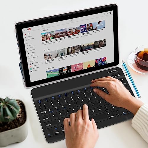 Tablet with Keyboard, 2024 Latest 10 inch 2 in 1 Tablets, 6GB RAM+128GB ROM Android Tablet PC, 1.8GHz Quad-core, 1280*800 FHD, 8MP Camera, 5G Wi-Fi 6 BT 5.0 | Mouse| Case| Stylus| Tempered Film Tablet