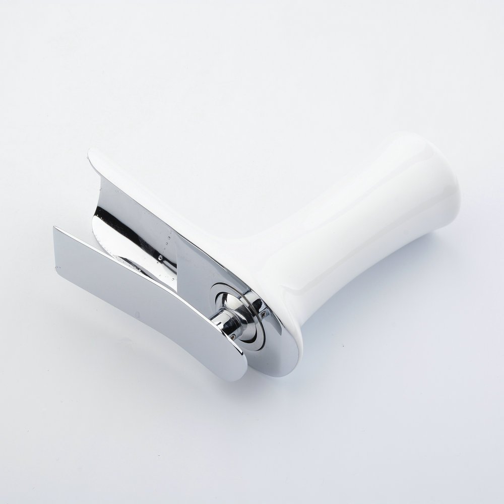Grifo Cascada Monomando, Grifo de Lavabo Baño, Agua Fria y Caliente Disponible, Pintura blanca y cromo, Beelee BL9009W