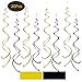 Aimto Black and Gold Party Swirl Decorations,Foil Ceiling Hanging Swirl Decorations, Whirls Decorations,Pack of 20