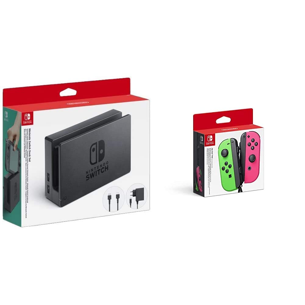 Nintendo Switch: Dock Set & Switch: Set Da Due Joy Con, Verde/Rosa Neon Limited