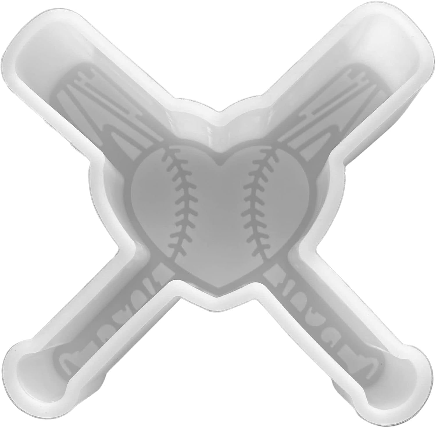 Baseball Heart and Crossed Bats Freshie Mold | Size 4" Wide x 3.75" Long x 1" Deep | Softball Design for Freshie, Soap, Resin, Candles