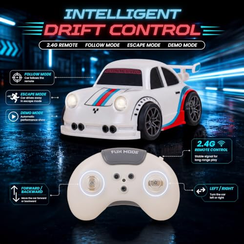 PN AVAN RC Drift Car with LED Lights 2.4GHz, White - Image 4