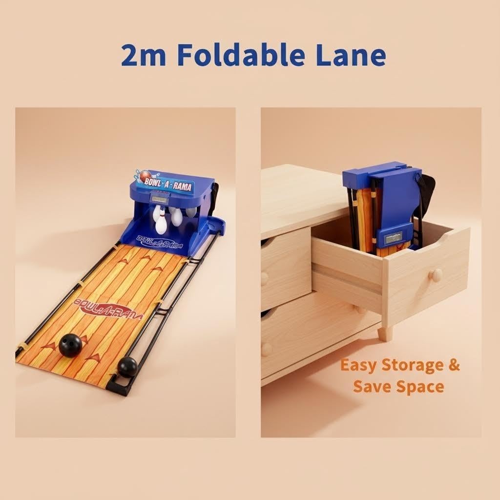 Macchina da Bowling Elettrica for la Casa, Pista da Bowling Portatile for Interni con Tabellone Segnapunti a LED, Reset Automatico, Effetti Sonori