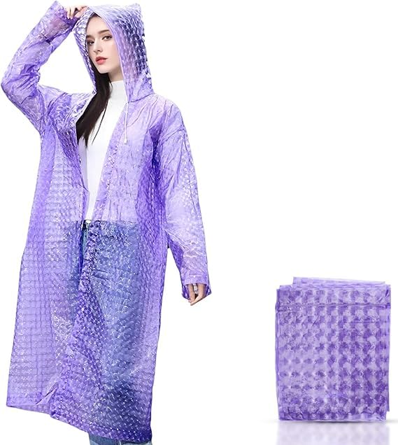 Rain Poncho for Adults Reusable – 1 Pack Thick EVA Waterproof Raincoat Jacket with Hood & Sleeves, 3D Hooded Travel Cape for Men & Women, Lightweight for Hiking, Camping, Festivals