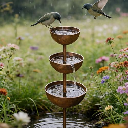 Rain Catcher Garden Stake | Metal Flower Garden Stakes Bird