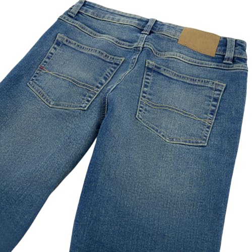 Image of Tommy Hilfiger Boys' 5-Pocket Stretch Slim Straight Leg Denim Jean, Zipper Fly & Button Closure