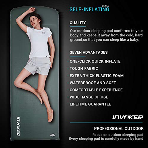 INVOKER Camping Sleeping pad 3 inch Thickness Flex Foam Self