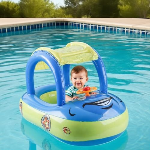 Flotadores para bebés inflables en forma de coche con parasol ajustable 2