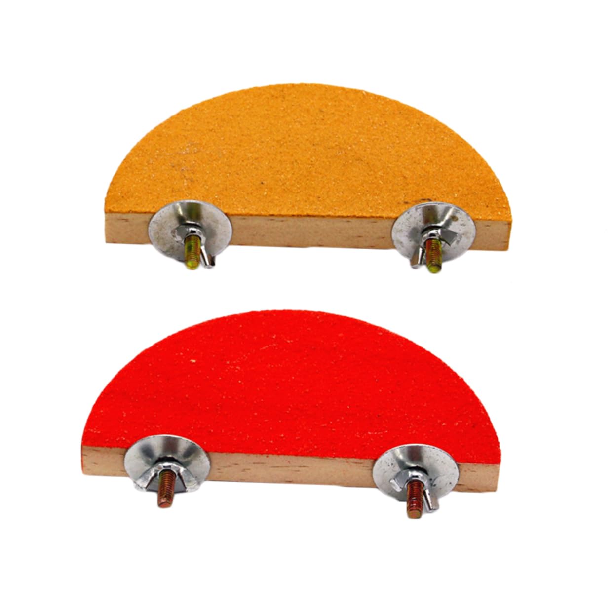 COLLBATH 2pcs Parrot Wood Toys Semicircle Frosted Stands for Pet Birds Hamster Toys Enrichment Playstands Random Color