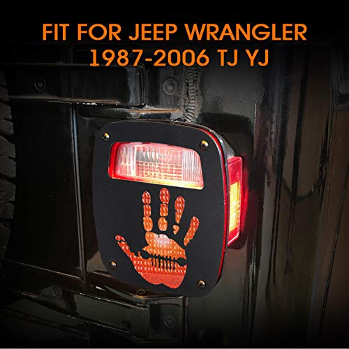 Partol Tail Light Guard Cover For Jeep Wrangler TJ YJ 1987-2006, Exterior Tail Light Guard Protect Shade Hollow Out Rear Tail Light Covers (Palm)