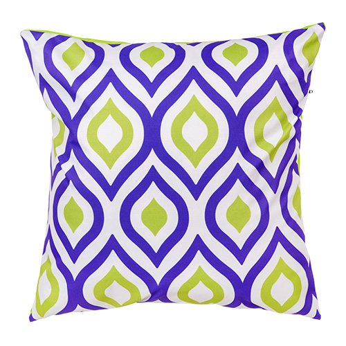 Gardenista Water Resistant Printed Outdoor Hollowfibre Filled Cushion | Vibrant Patterned Colourful Design | Durable Polyester Cushion | 45cm Decorative Garden Bench Cushions (Purple/Lime, 8)