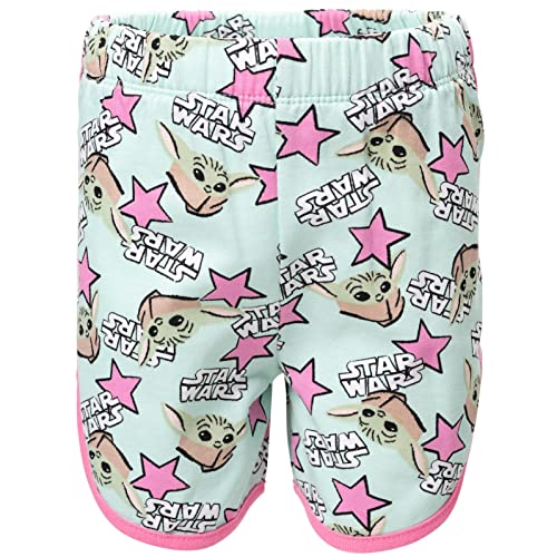 Image of STAR WARS The Mandalorian Grogu Girls T-Shirt and French Terry Shorts Outfit Set Toddler to Big Kid Sizes (4-14-16)