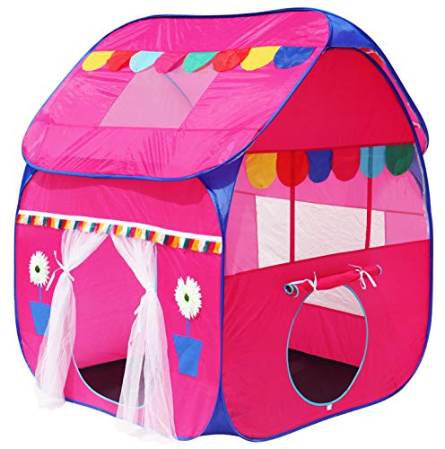HOMECUTE Foldable Pop Up Hut Type Kids Toys Play Tent House (Pink), 1 Tent House Theme