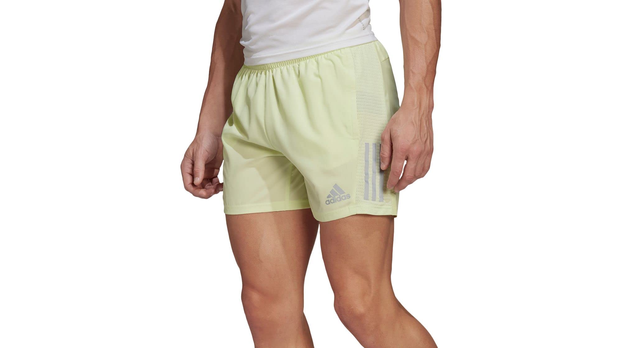 adidas Men's Own The Run Shorts, Almost Lime/Reflective Silver Small 7 in