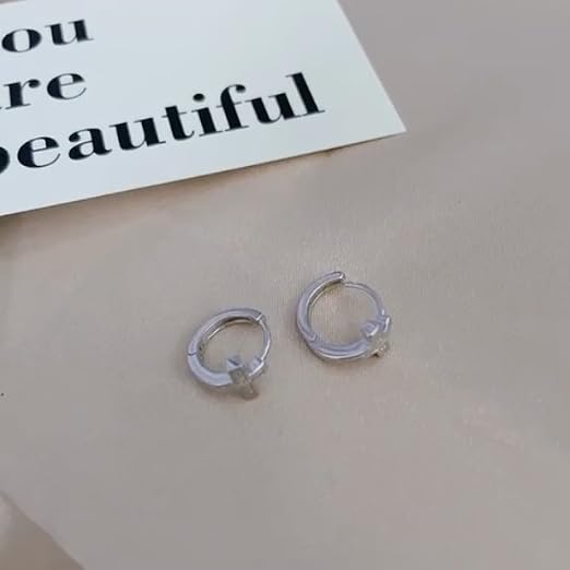 ORSA JEWELS Solid 925 Sterling Silver Hoop Earrings For Women Small Circle Silver Color Trendy Female Wedding Jewelry SE103