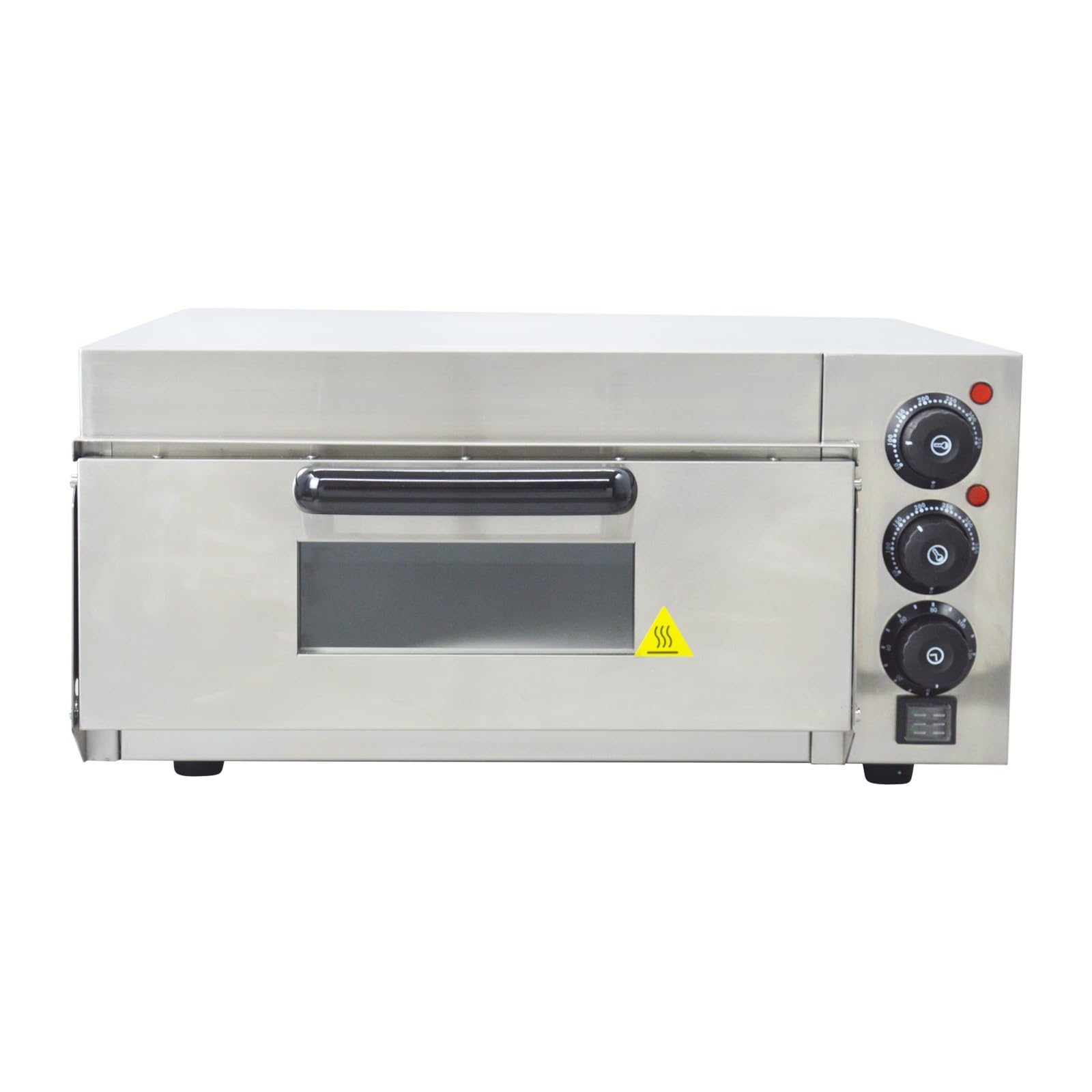 BEILOCKERY 110V Commercial Pizza Oven Single-Deck Electric Countertop Pizza Baking Machine 2KW Stainless Steel Portable Oven with Time Control 0-120min for Home and Restaurant