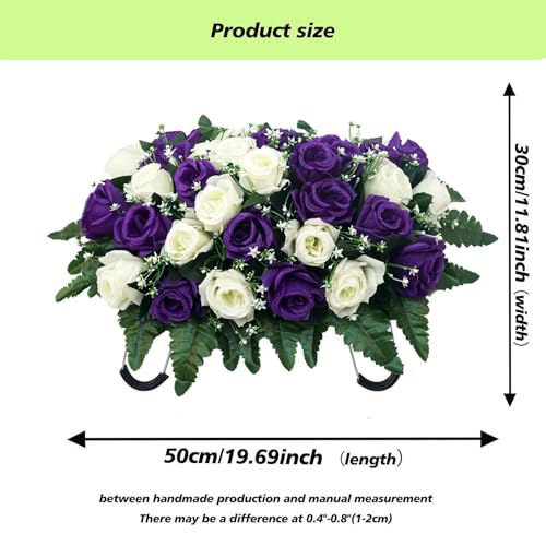 Saddle Flowers for Cemetery Headstones, Gravestone Saddle Flowers, Artificial Silk Rose Cemetery Decorations, Memorial Flower for Outdoor Tombstone Headstones Decorations image 3