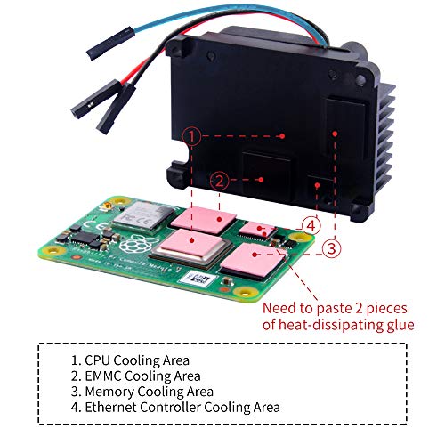 Image of Raspberry Pi Compute Module 4 with CM4 heatsink PWM Fan, CM4 4GB RAM 0GB (Lite) Single Board 64-Bit Quad-Core Processor Bluetooth 5.0 Dual-Band WiFi (CM4104000)