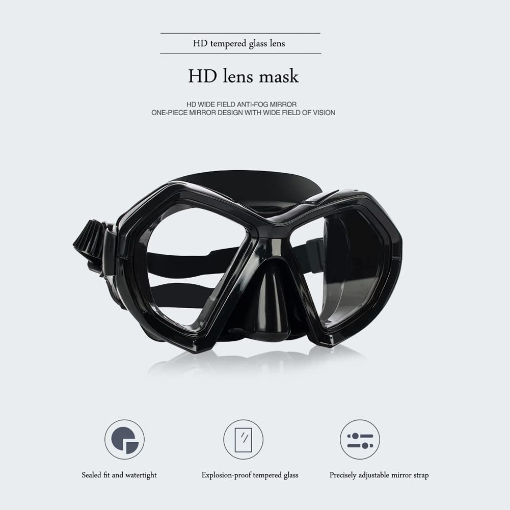 Ensemble de lunettes de plongée avec tuba sec pour hommes et femmes Ensemble de palmes de plongée libre Masque de plongée sous-marine en verre trempé antibuée Miroir réglable Palmes de plongée av
