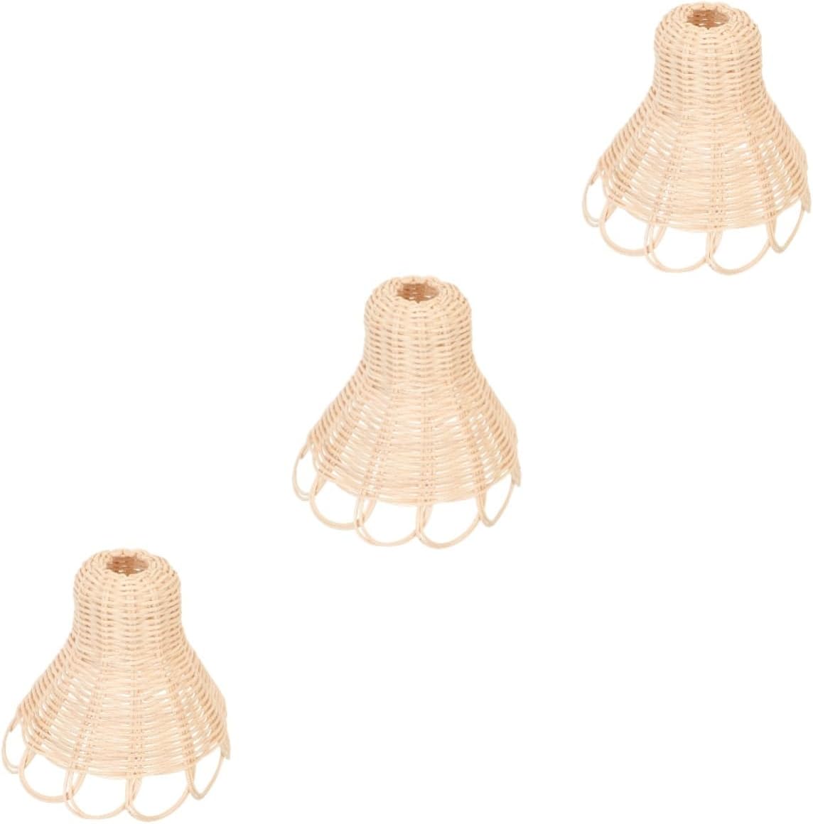 MAGICLULU 3pcs Woven Rattan Ceiling Light Shade Pendant Lamp Cover for Rustic Home Decor Easy to Install Hanging Light Fixture for Living Room Bedroom Cafe and Events