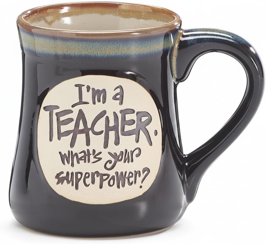 burton + BURTON GiGi Teacher Superpower 18oz Porcelain Coffee Mug – Teacher Appreciation Gift, Gift Boxed, Dishwasher & Microwave Safe